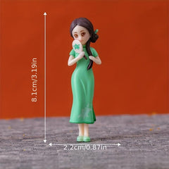 Mini Cheongsam Doll House Figures Scene Decoration
