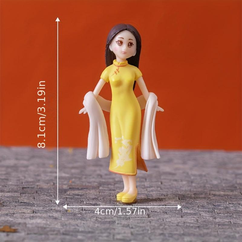 Mini Cheongsam Doll House Figures Scene Decoration