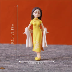 Mini Cheongsam Doll House Figures Scene Decoration