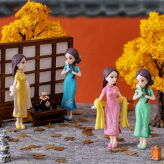 Mini Cheongsam Doll House Figures Scene Decoration