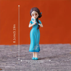 Mini Cheongsam Doll House Figures Scene Decoration