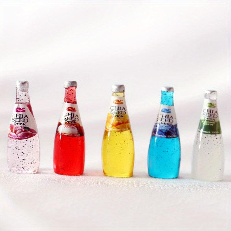 Dollhouse Miniature Juice Bottles Set of 6 Micro Food Play Props