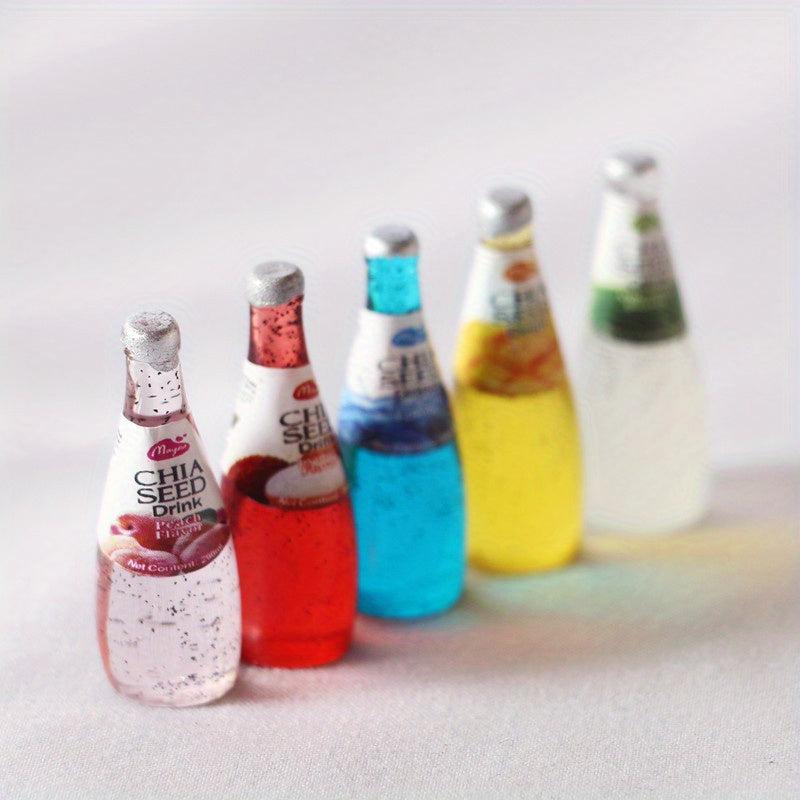 Dollhouse Miniature Juice Bottles Set of 6 Micro Food Play Props