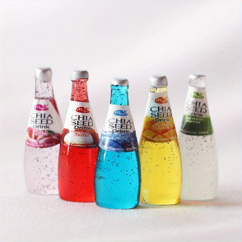 Dollhouse Miniature Juice Bottles Set of 6 Micro Food Play Props