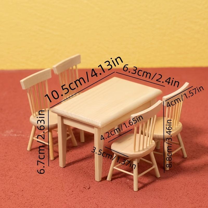 1:12 Dollhouse Furniture Wooden Chair Dining Table