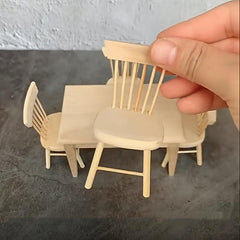 1:12 Dollhouse Furniture Wooden Chair Dining Table