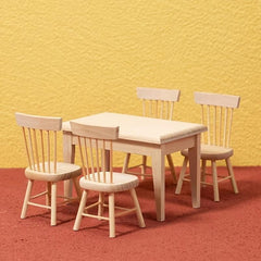 1:12 Dollhouse Furniture Wooden Chair Dining Table