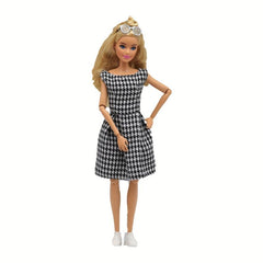 30CM Hot Houndstooth Dress Doll Clothes Girls' Party Dress Up