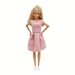 30CM Hot Houndstooth Dress Doll Clothes Girls' Party Dress Up