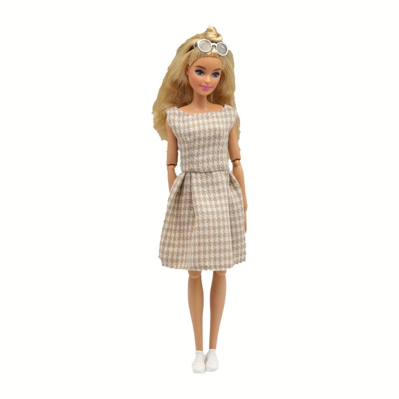 30CM Hot Houndstooth Dress Doll Clothes Girls' Party Dress Up