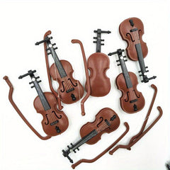 Mini Violin Music Instrument for Dollhouse Scene Model Props Vintage Style