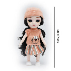 6in Dolls Set of 4 with Clothes Shoes Joints Model for Girl Christmas Gift