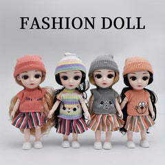6in Dolls Set of 4 with Clothes Shoes Joints Model for Girl Christmas Gift