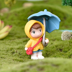 Mini Fish Tank Umbrella Couple Figure Statue Micro Landscape Ornament