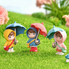 Mini Fish Tank Umbrella Couple Figure Statue Micro Landscape Ornament
