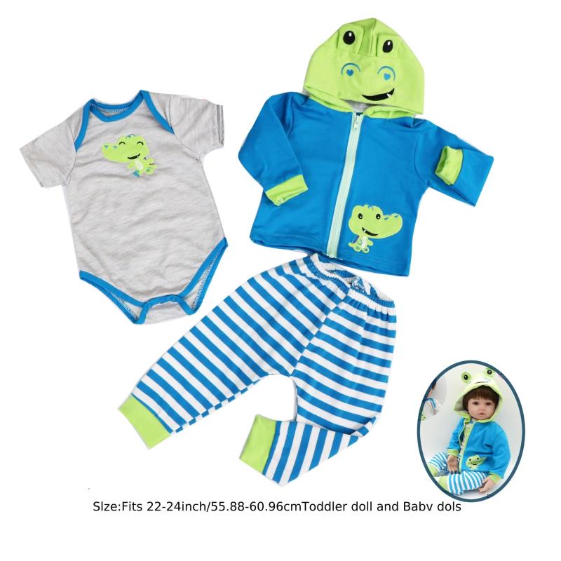 3pcs Little Crocodile Embroidery Doll Clothes Set for Male Doll