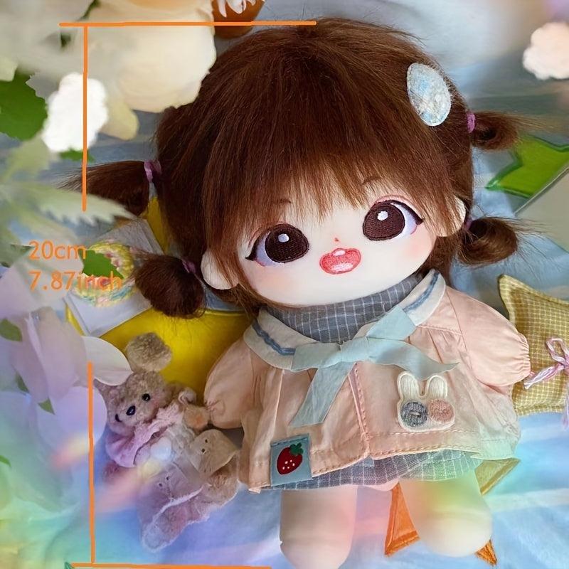 Cartoon Doll W Brown Fried Hair Girl Naked Doll Plush Doll
