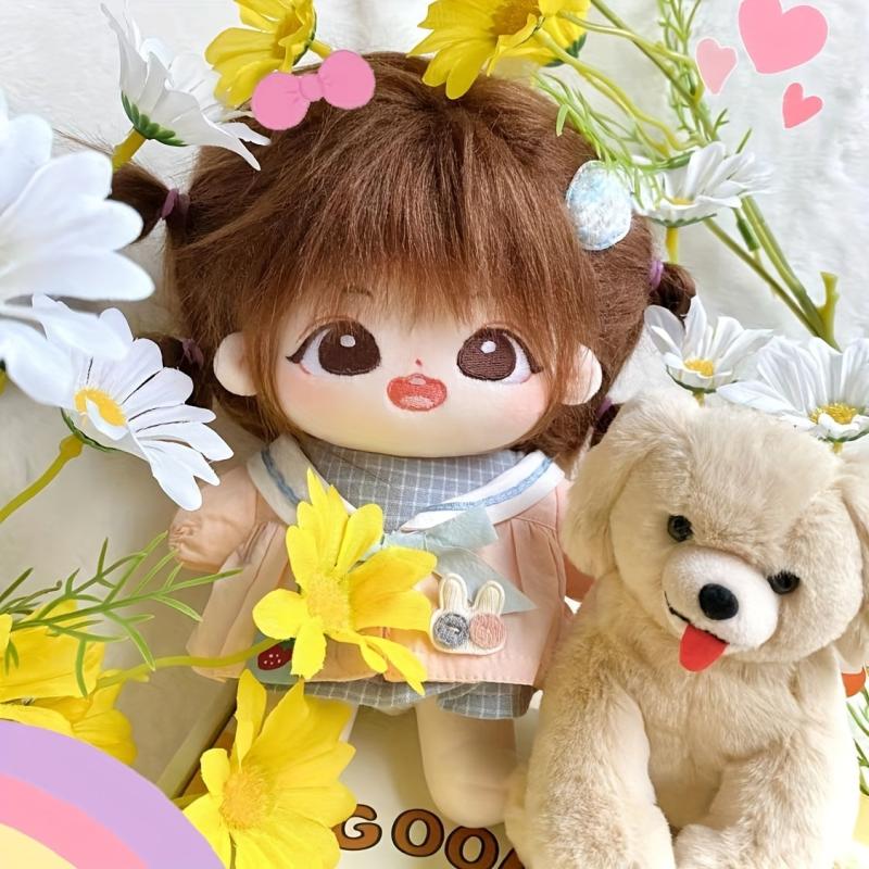 Cartoon Doll W Brown Fried Hair Girl Naked Doll Plush Doll