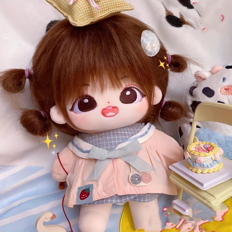 Cartoon Doll W Brown Fried Hair Girl Naked Doll Plush Doll