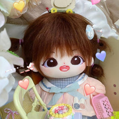 Cartoon Doll W Brown Fried Hair Girl Naked Doll Plush Doll