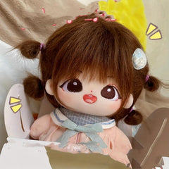 Cartoon Doll W Brown Fried Hair Girl Naked Doll Plush Doll