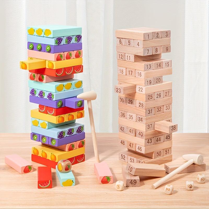 Montessori Wooden Toys Stacked Tower Building Block Games
