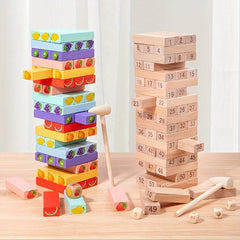 Montessori Wooden Toys Stacked Tower Building Block Games