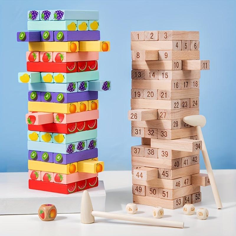 Montessori Wooden Toys Stacked Tower Building Block Games