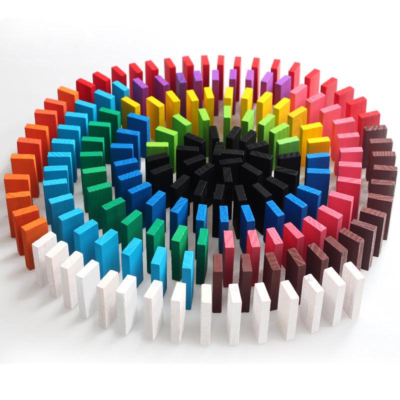 100pcs Colorful Wooden Domino Game Building Blocks Educational Toys
