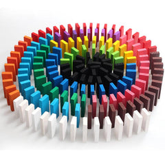 100pcs Colorful Wooden Domino Game Building Blocks Educational Toys