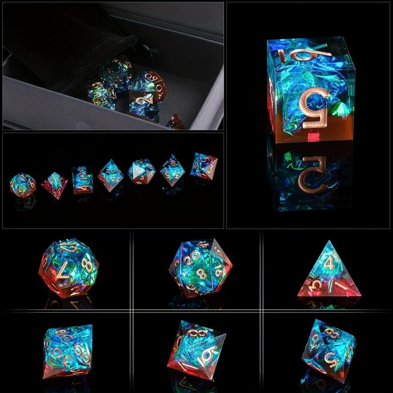 7pcs Sharp Edge Resin Polyhedral Dices For Board Games