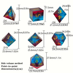 7pcs Sharp Edge Resin Polyhedral Dices For Board Games