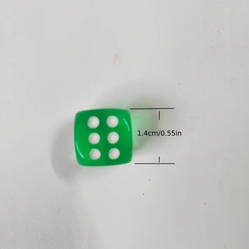 Set of 20 Transparent Colored Game Dice for Family Gatherings