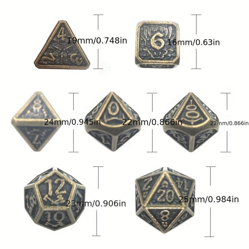 Metal Dice Set for Dragon & Dungeon Dice Dragon TRPG COC 7