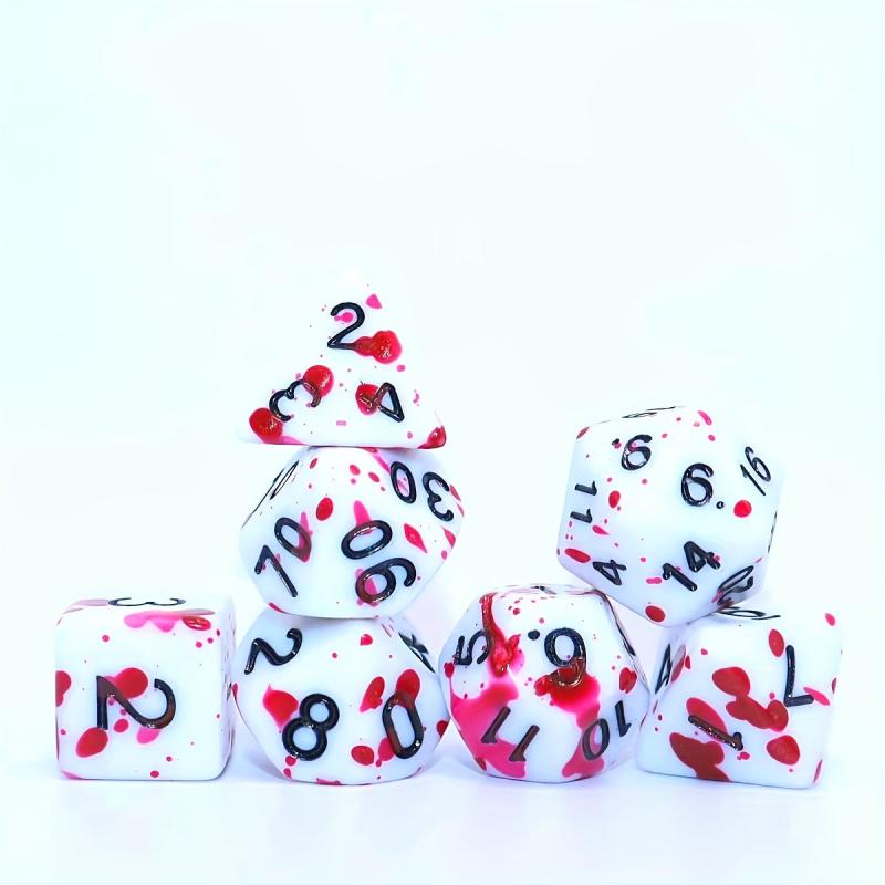 Bloodstained Fuchsia Polyhedral Dice Sets x7