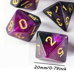 7pcs Starry Sky Two Polyhedral Dice Set Board Game Dice Set