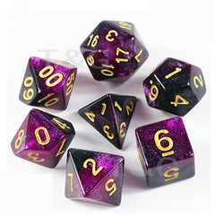7pcs Starry Sky Two Polyhedral Dice Set Board Game Dice Set