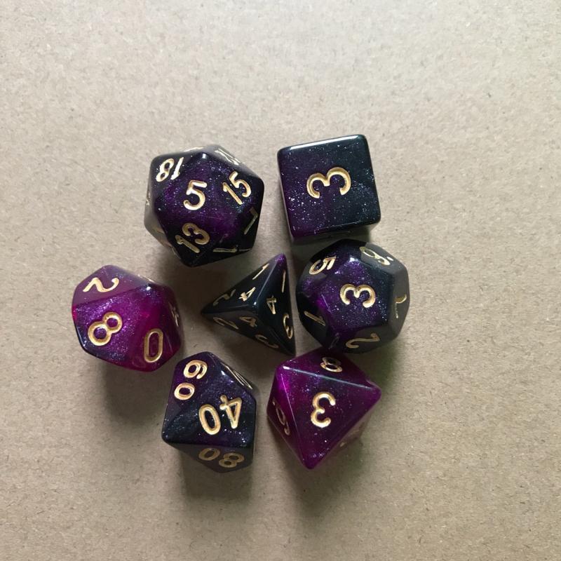 7pcs Starry Sky Two Polyhedral Dice Set Board Game Dice Set