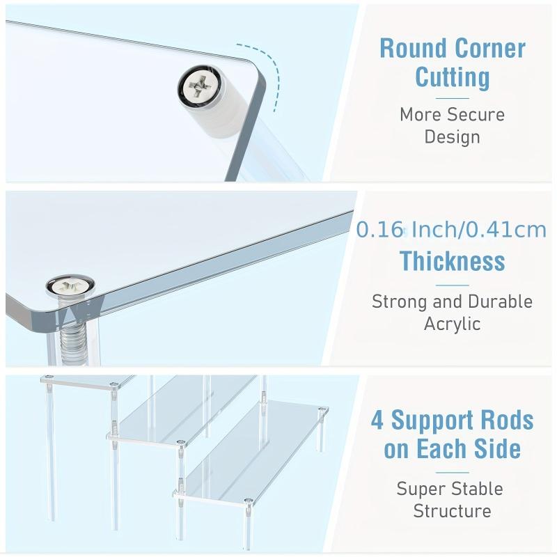 3 Tier Clear Acrylic Display Risers Perfume Organizer Stand