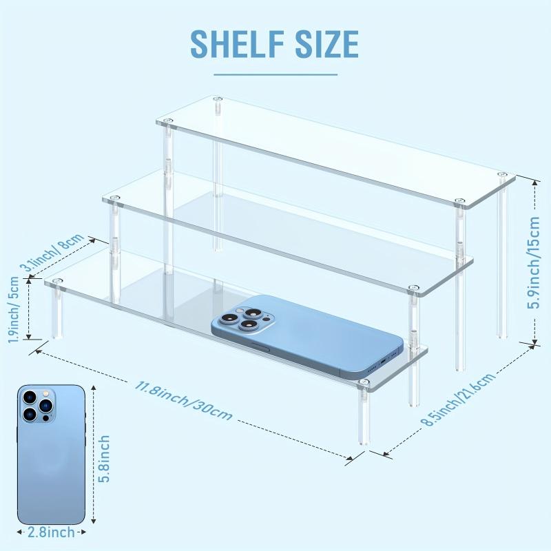 3 Tier Clear Acrylic Display Risers Perfume Organizer Stand