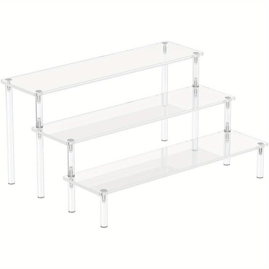 3 Tier Clear Acrylic Display Risers Perfume Organizer Stand