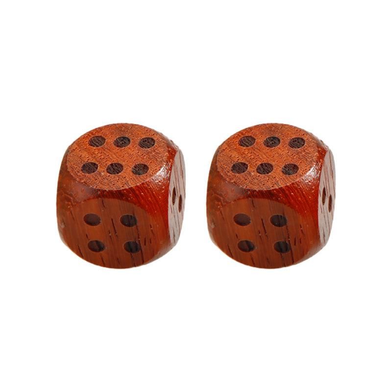 2pcs Rosewood & Walnut 6-Sided Wooden Dice for Table Game