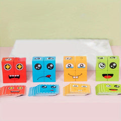 Face Changing Expression Blocks Wooden Toys Fun Parent Child Interaction