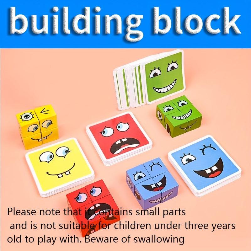 Face Changing Expression Blocks Wooden Toys Fun Parent Child Interaction