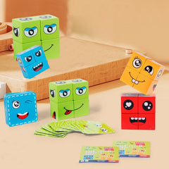 Face Changing Expression Blocks Wooden Toys Fun Parent Child Interaction