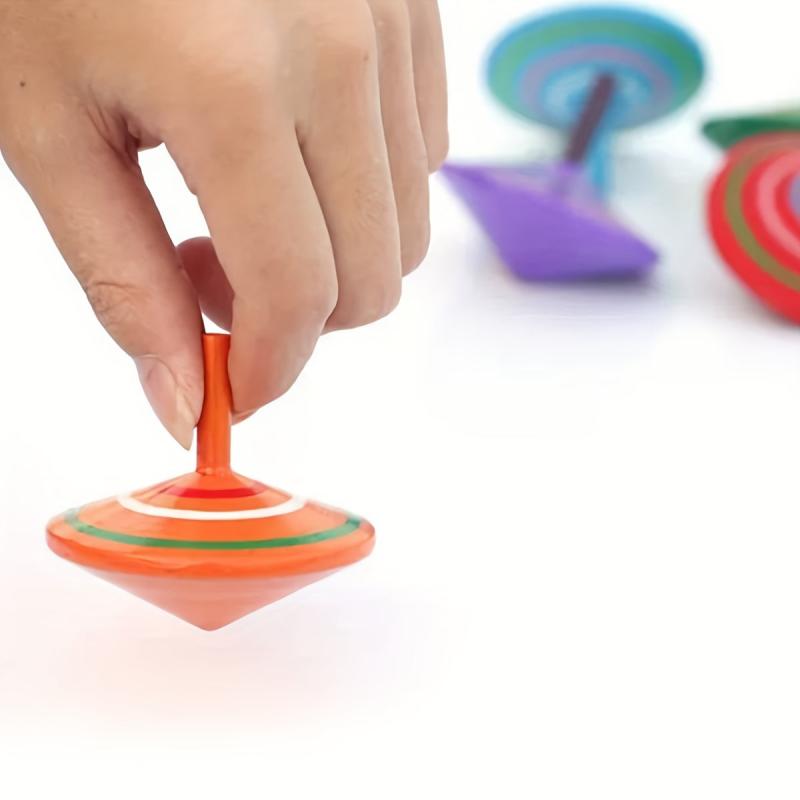 Colorful Wooden Spinning Tops Stress Relief Desktop Toy