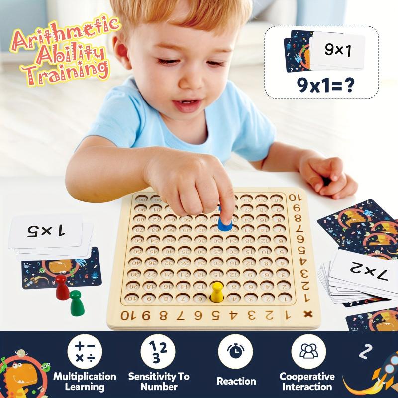 Wooden Math Multiplication Board Game Montessori Counting Toys