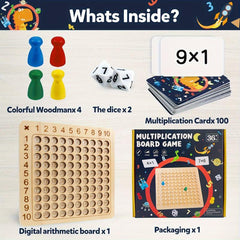 Wooden Math Multiplication Board Game Montessori Counting Toys