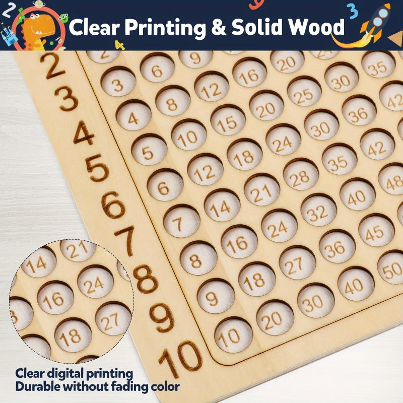 Wooden Math Multiplication Board Game Montessori Counting Toys