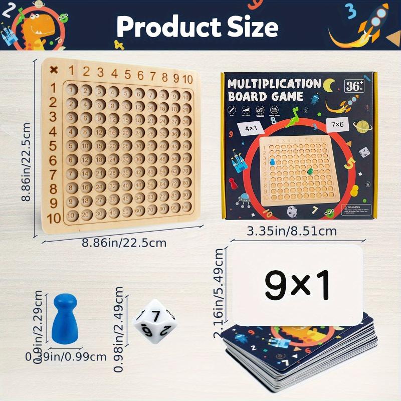 Wooden Math Multiplication Board Game Montessori Counting Toys